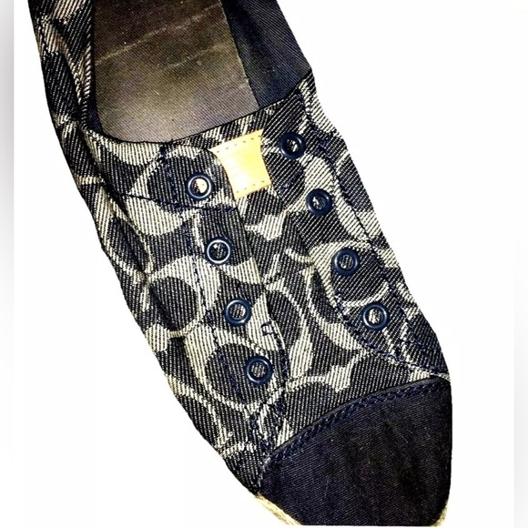 Coach Flats Coach Logo Sneakers, Blue and Gray, slip on 6.5 - Picture 2 of 4